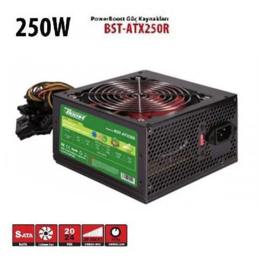 PowerBoost BST-ATX250R 250w PPFC 12cm Kırmızı Fanlı ATX PSU