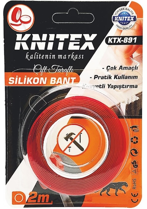 Knitex KTX-891 Çift Taraflı Silikon Bant (2 Metre)